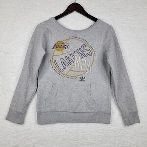 Vintage Adidas Lakers‎ Sweatshirt Womens Small Gray Long Sleeve Pullover NBA